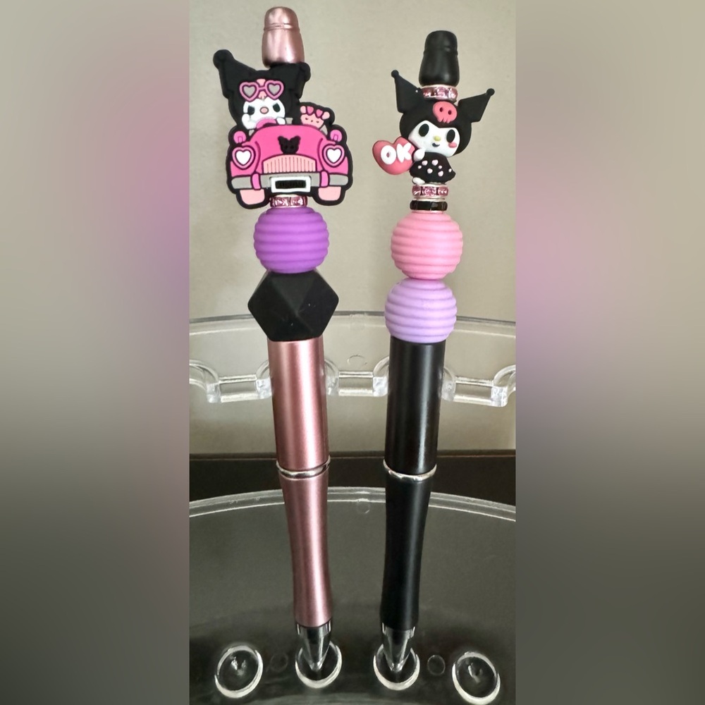 Kuromi Set of TWO Handcrafted Writing Pens Hello Kitty & Friends Sanrio